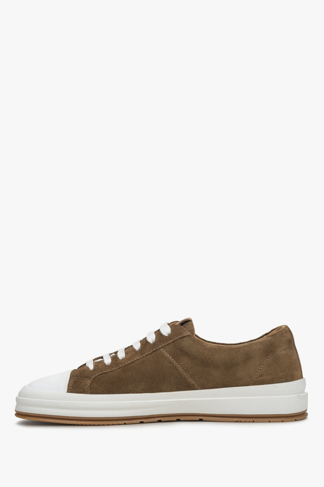 Men's brown velour sneakers by Estro - shoe profile.