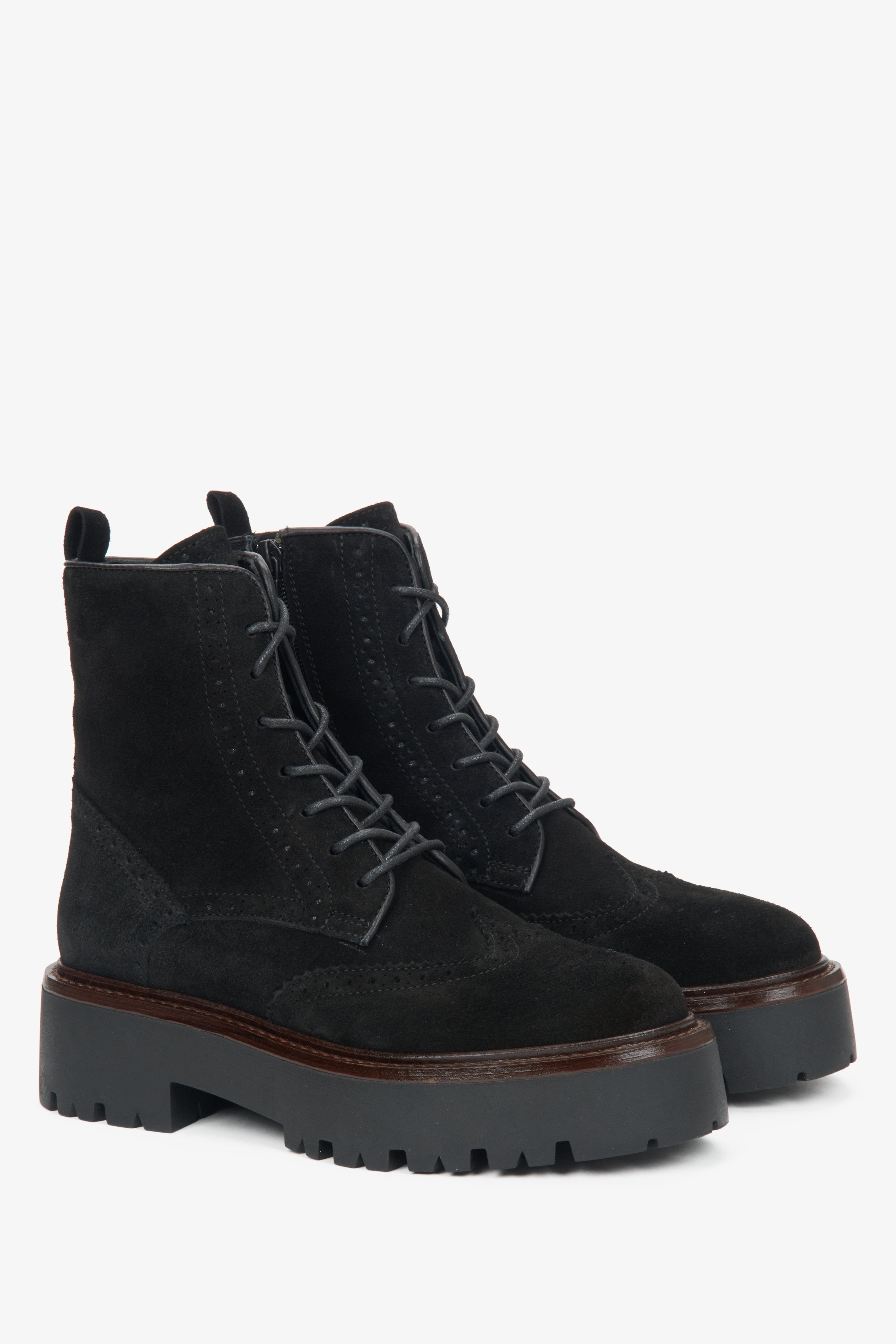 Black velour women's ankle boots by Estro.