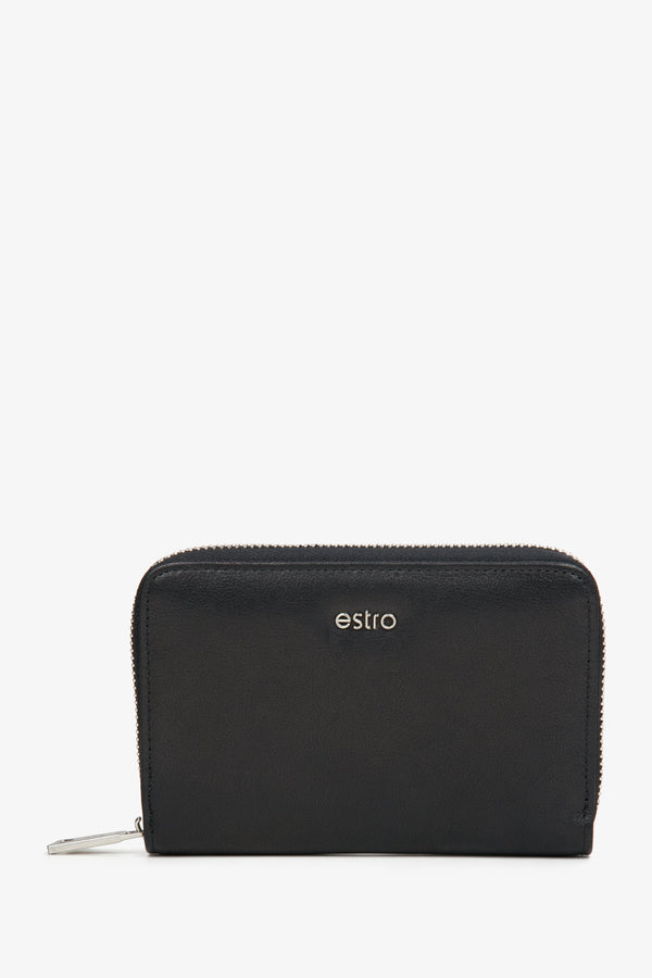 Men's Black Zipper Wallet made of Genuine Leather Estro ER00114463.