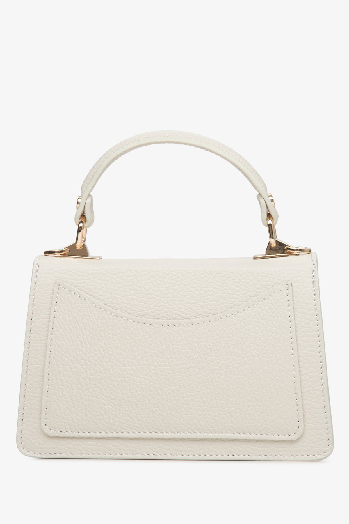 Women's small light beige handbag made of premium Italian genuine leather by Estro - reverse side.
