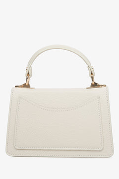 Women's small light beige handbag made of premium Italian genuine leather by Estro - reverse side.