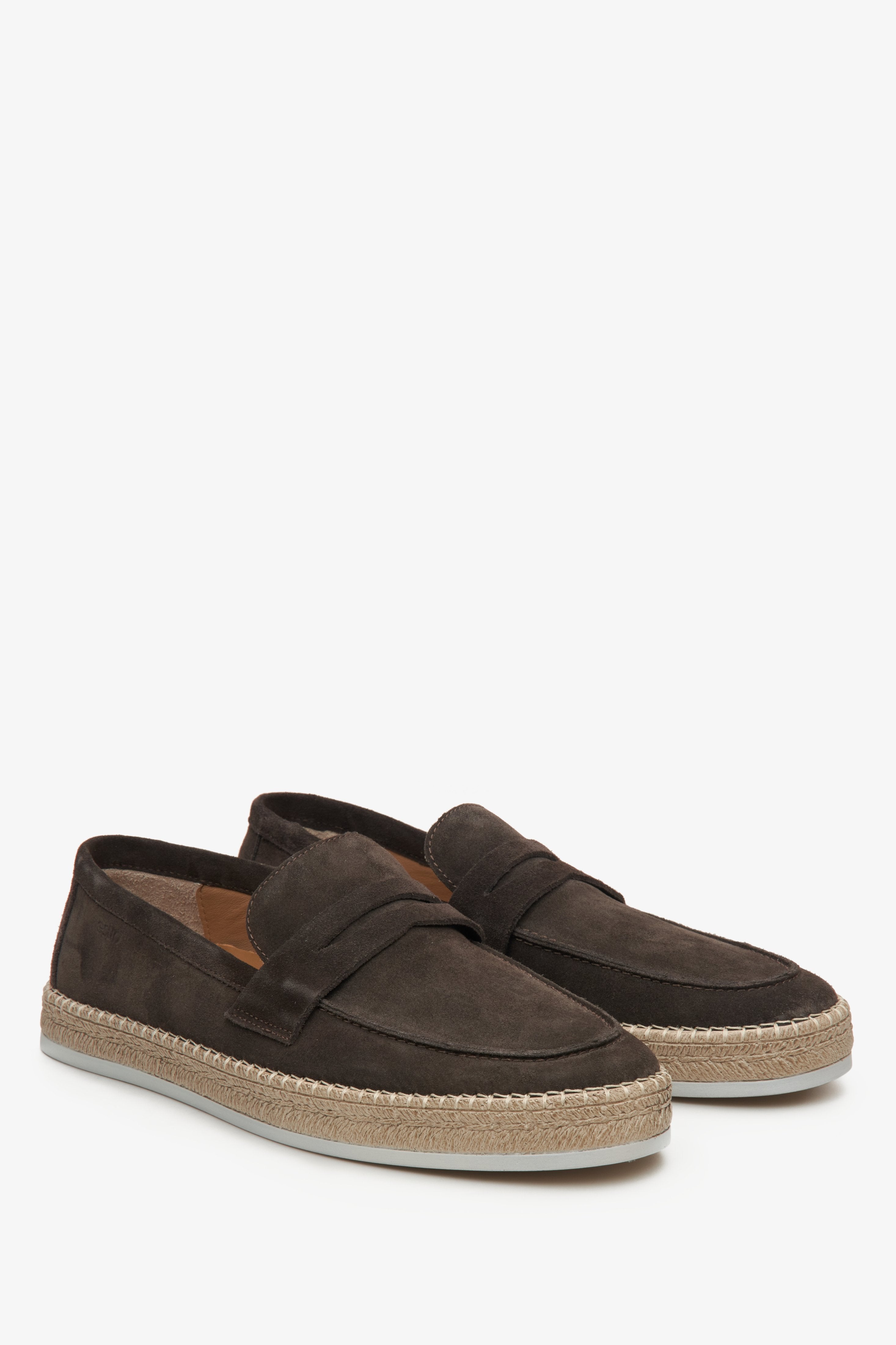 Estro dark brown men's moccasins made of genuine Italian velour.