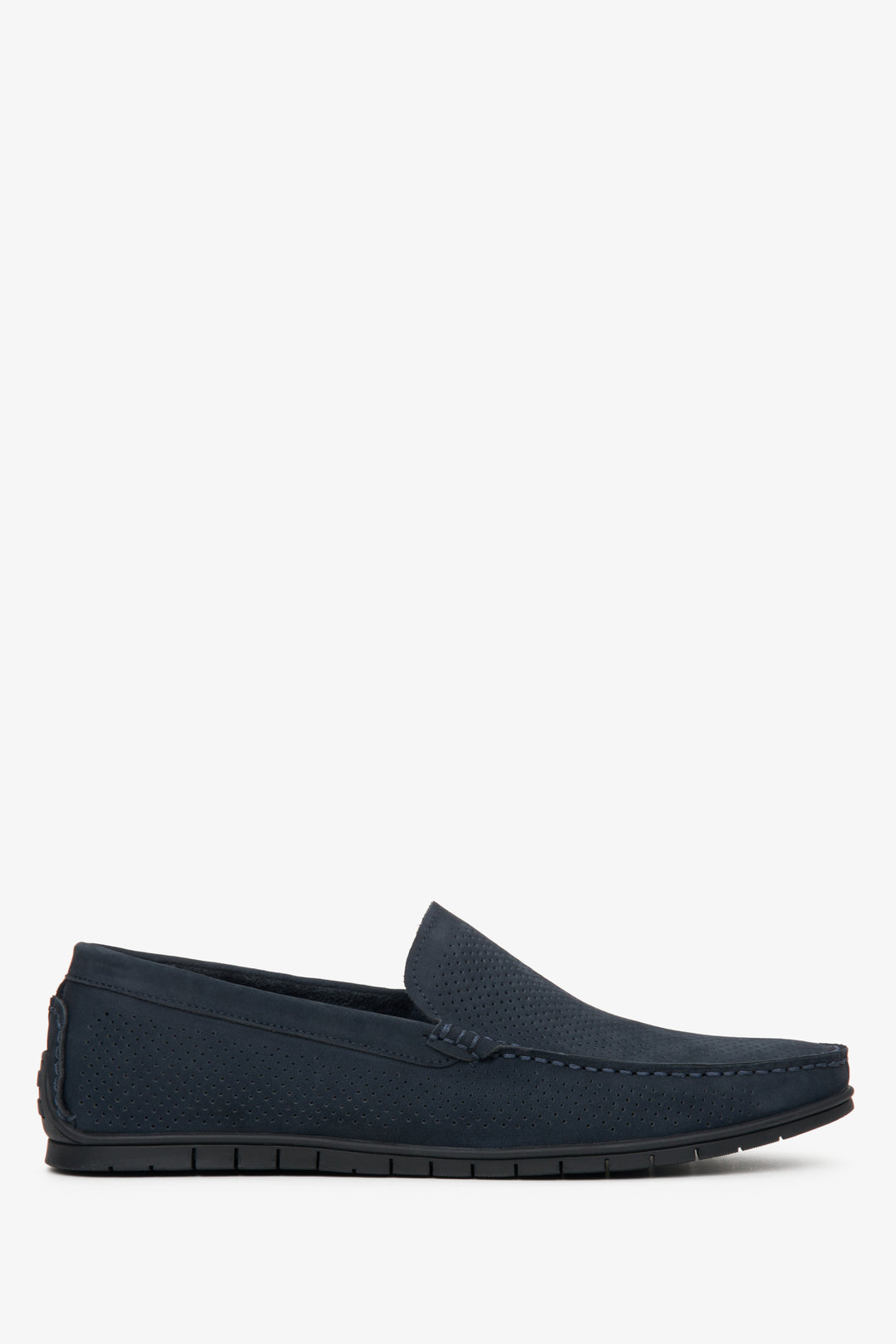 Men's Navy Blue Nubuck Loafers for Fall with Perforation Estro ER00112554.