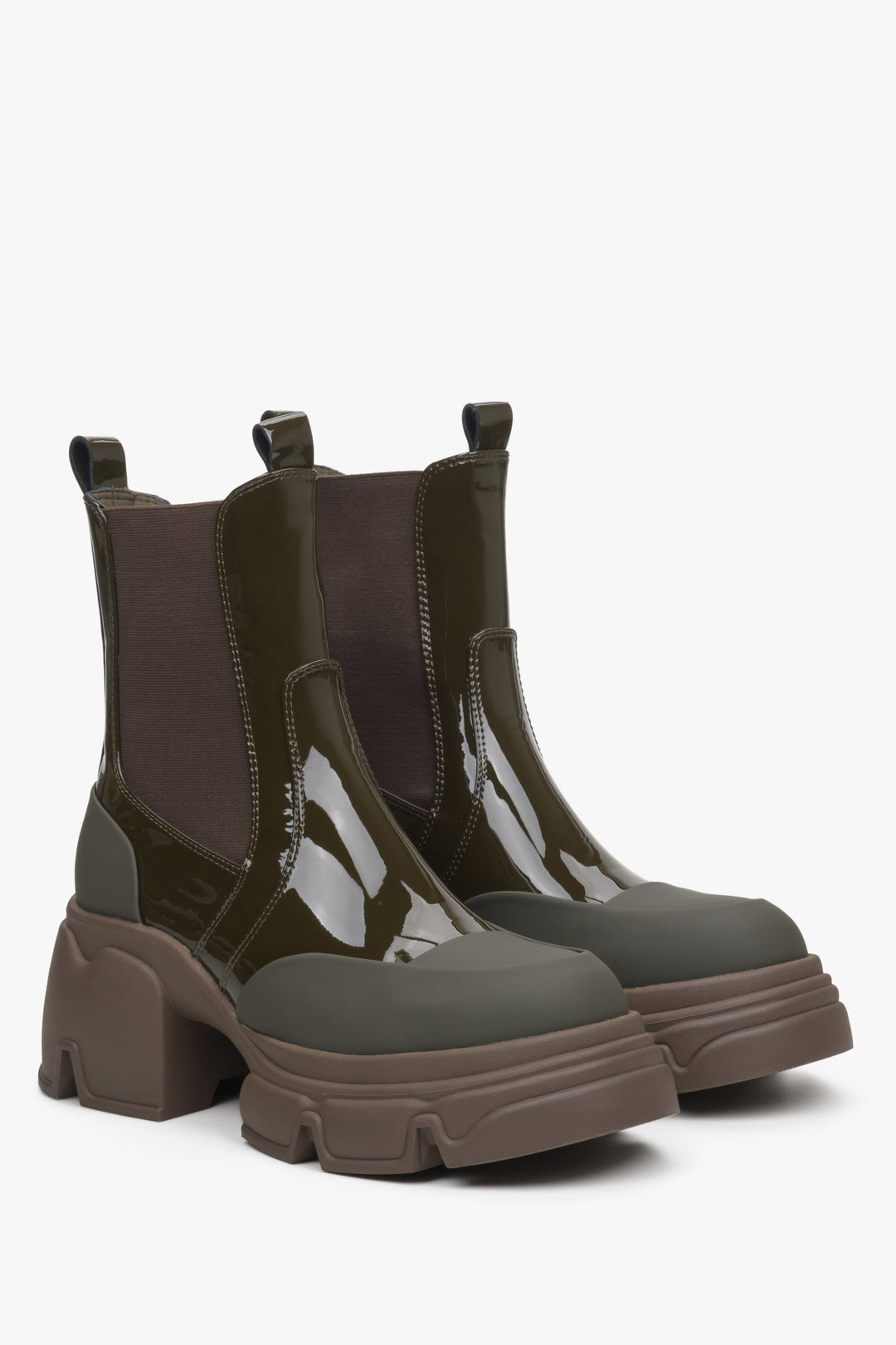 Women's leather Chelsea boots on a platform by Estro.
