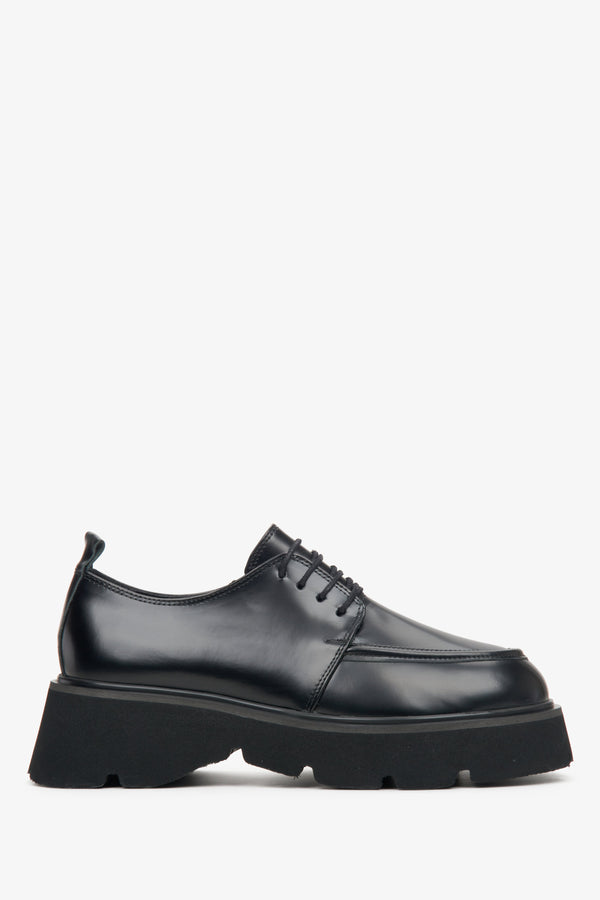 Black Kade Lo White Platform Kickers Women's Black Leather Brogues