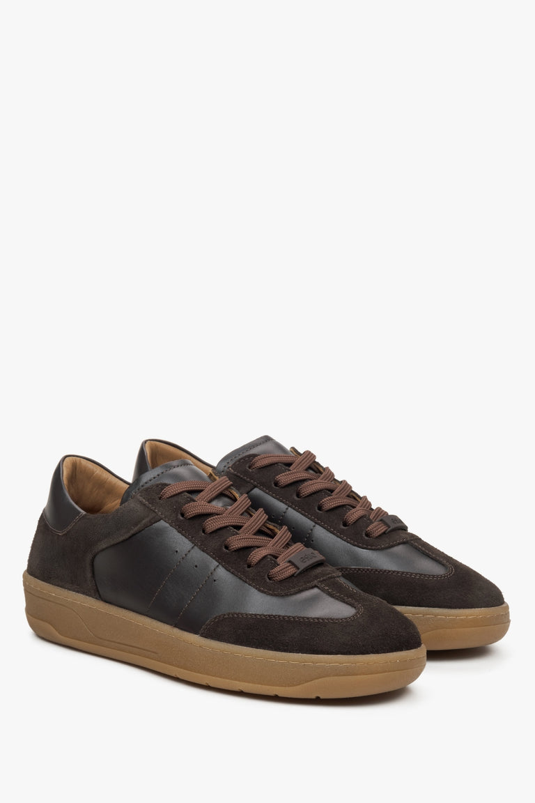 Brown leather and velour women's sneakers Estro.