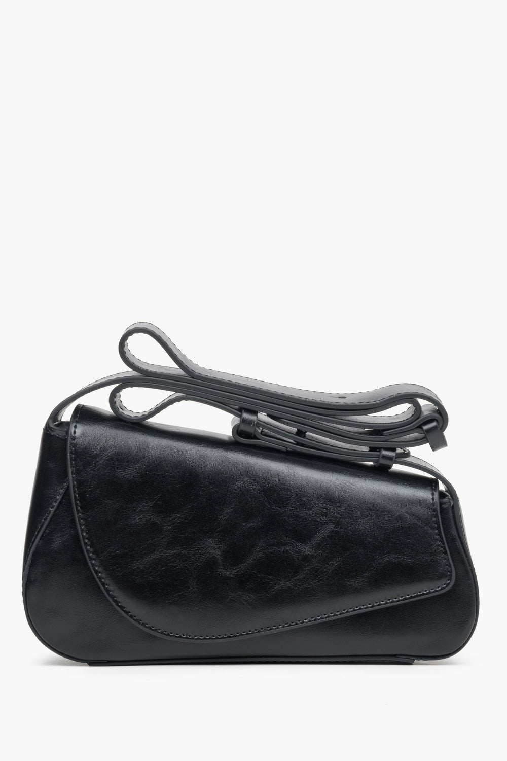 Black Baguette Bag made of Genuine Leather Estro ER00113729.