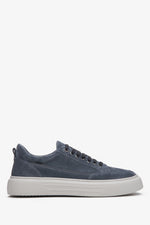 Men's Blue Sneakers Natural Italian Velour Estro ER00113467.