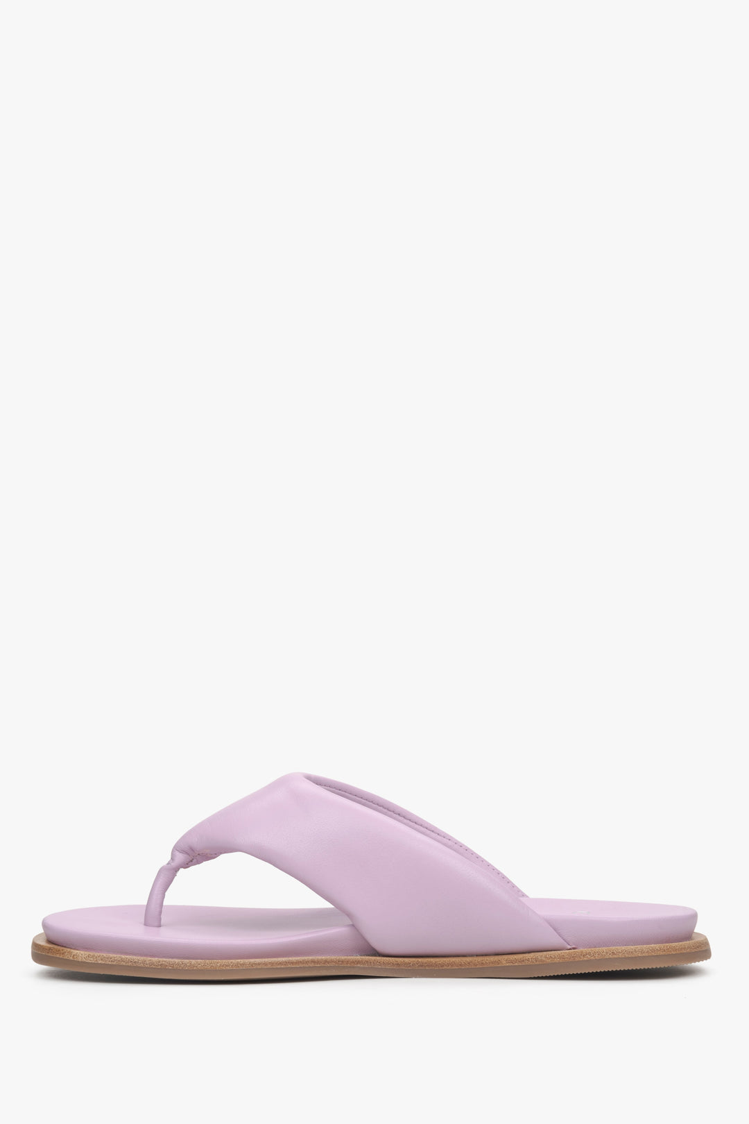 Women's lilac leather slide sandals Estro - shoe profile.