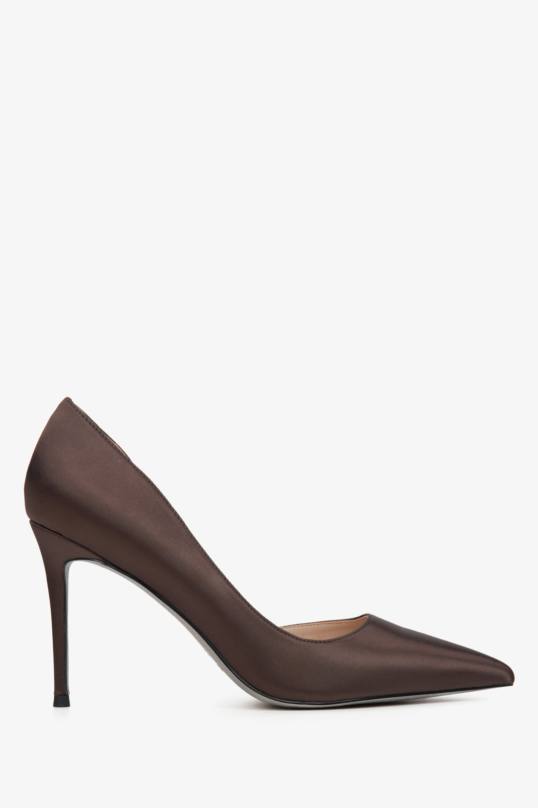Women's Dark Brown Pointed Toe High Heels with Satin Finish Estro ER00114766.