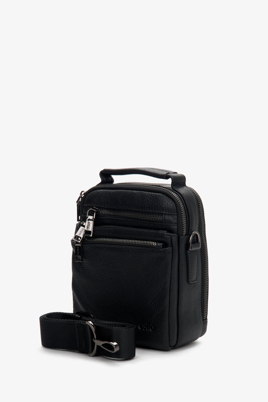 Men's leather black pouch by Estro.