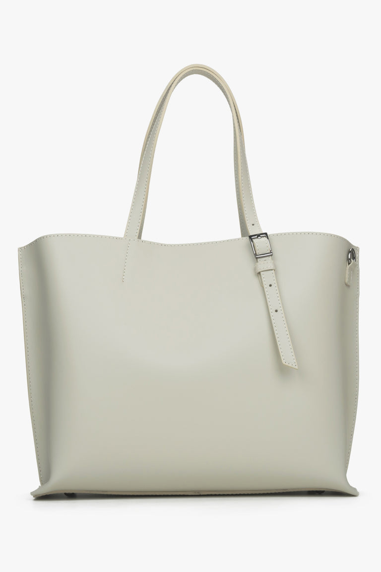 Women's Light Beige Shopper Bag made with Premium Italian Leather Estro ER00115088