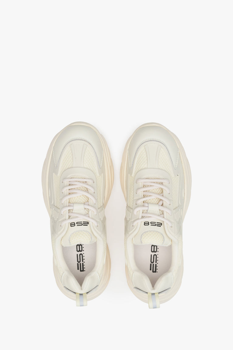 Women's beige sneakers with a high sole by ES 8 - top view presentation of the footwear.