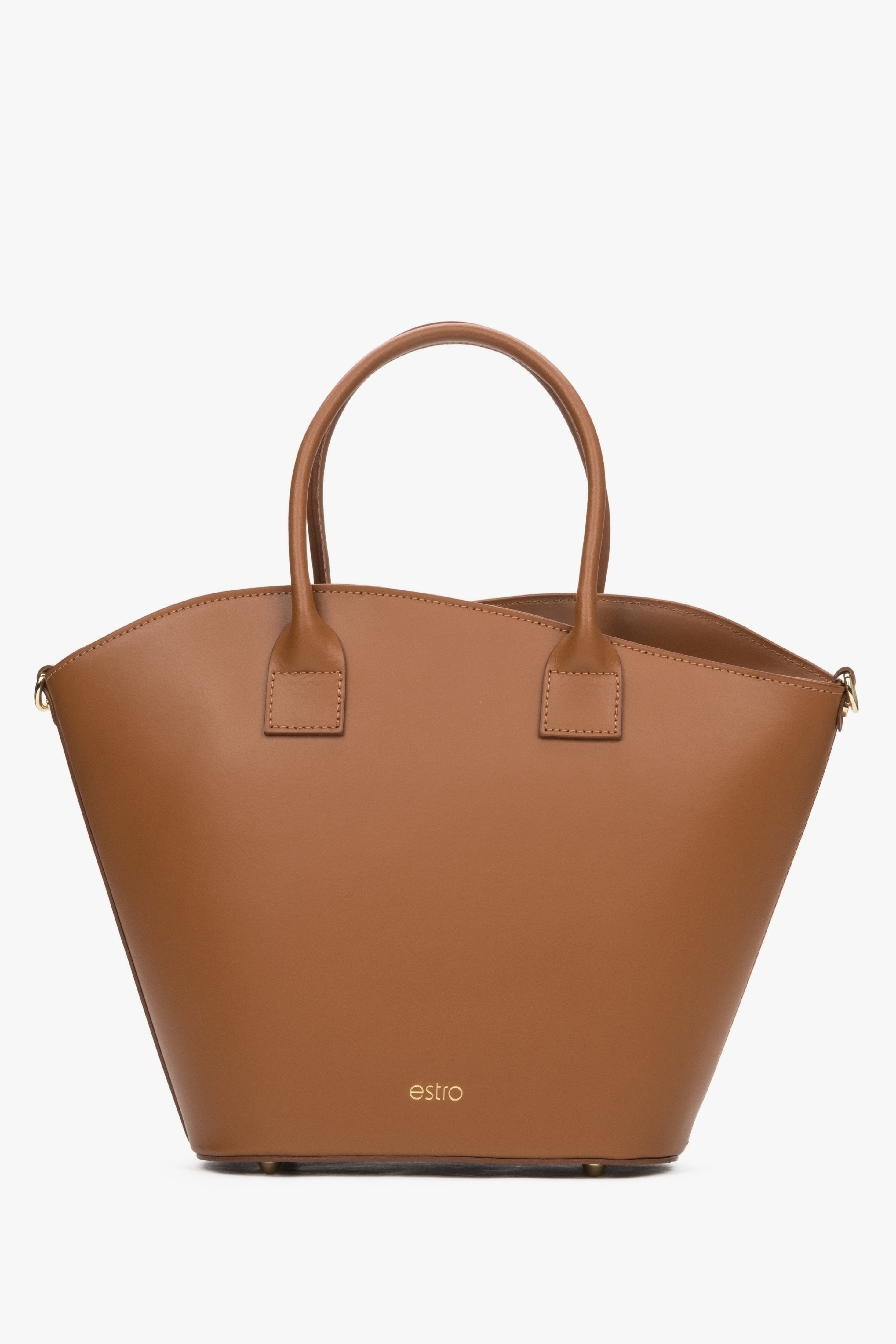 Brown women's shopper bag made of premium Italian natural leather by Estro.