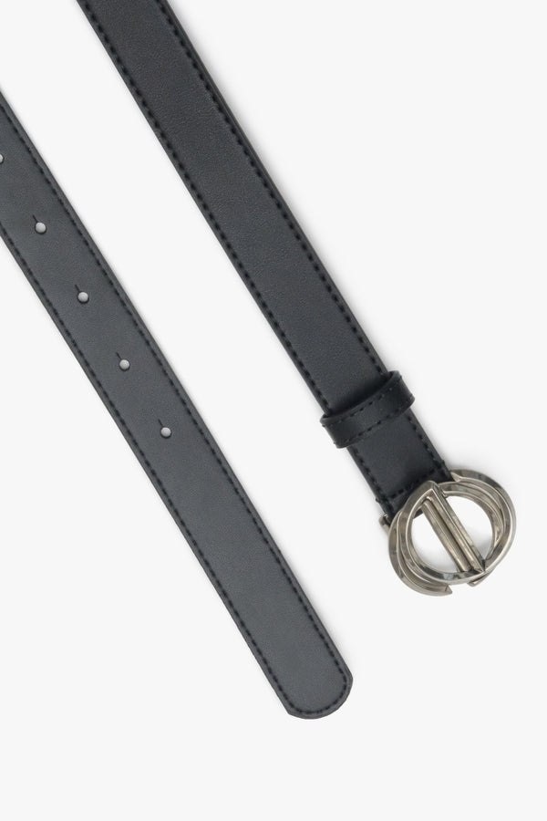 Black women's belt with silver buckle Estro.