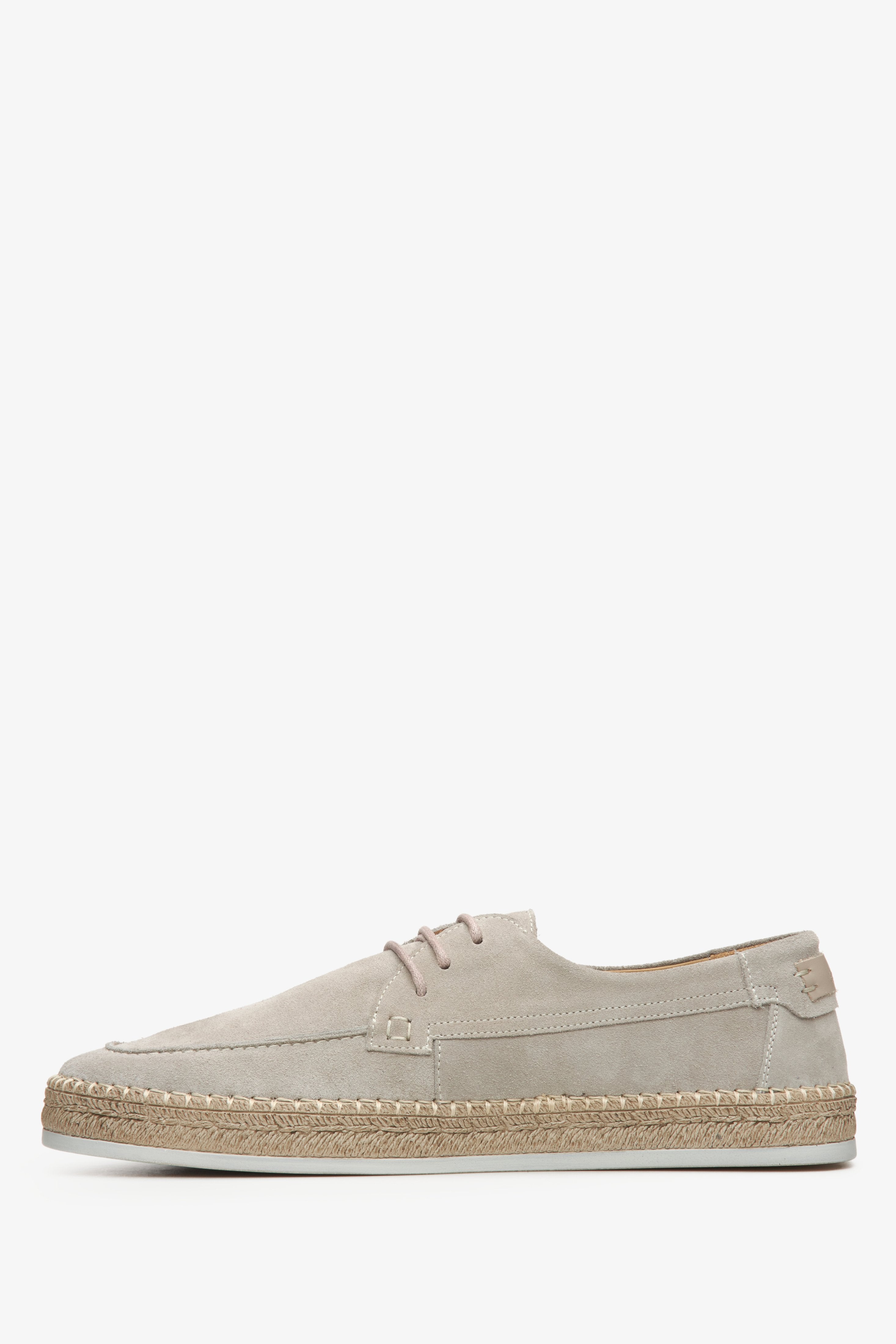 Estro beige lace-up men's moccasins - shoe profile.