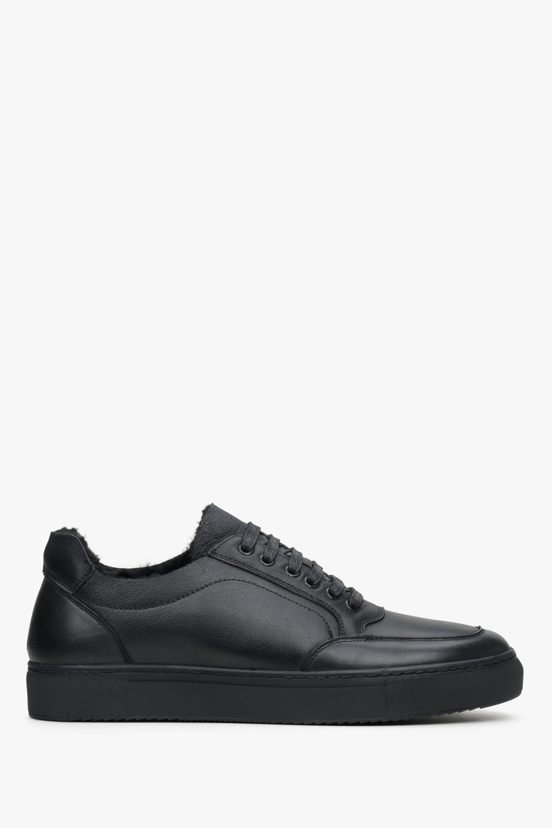 Men's Black Winter Sneakers made of Genuine Leather with Insulation Estro ER00114237.