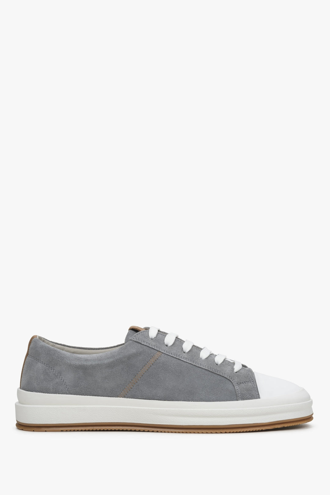 Men's Grey Sneakers made of Italian Genuine Velour Estro ER00114574.