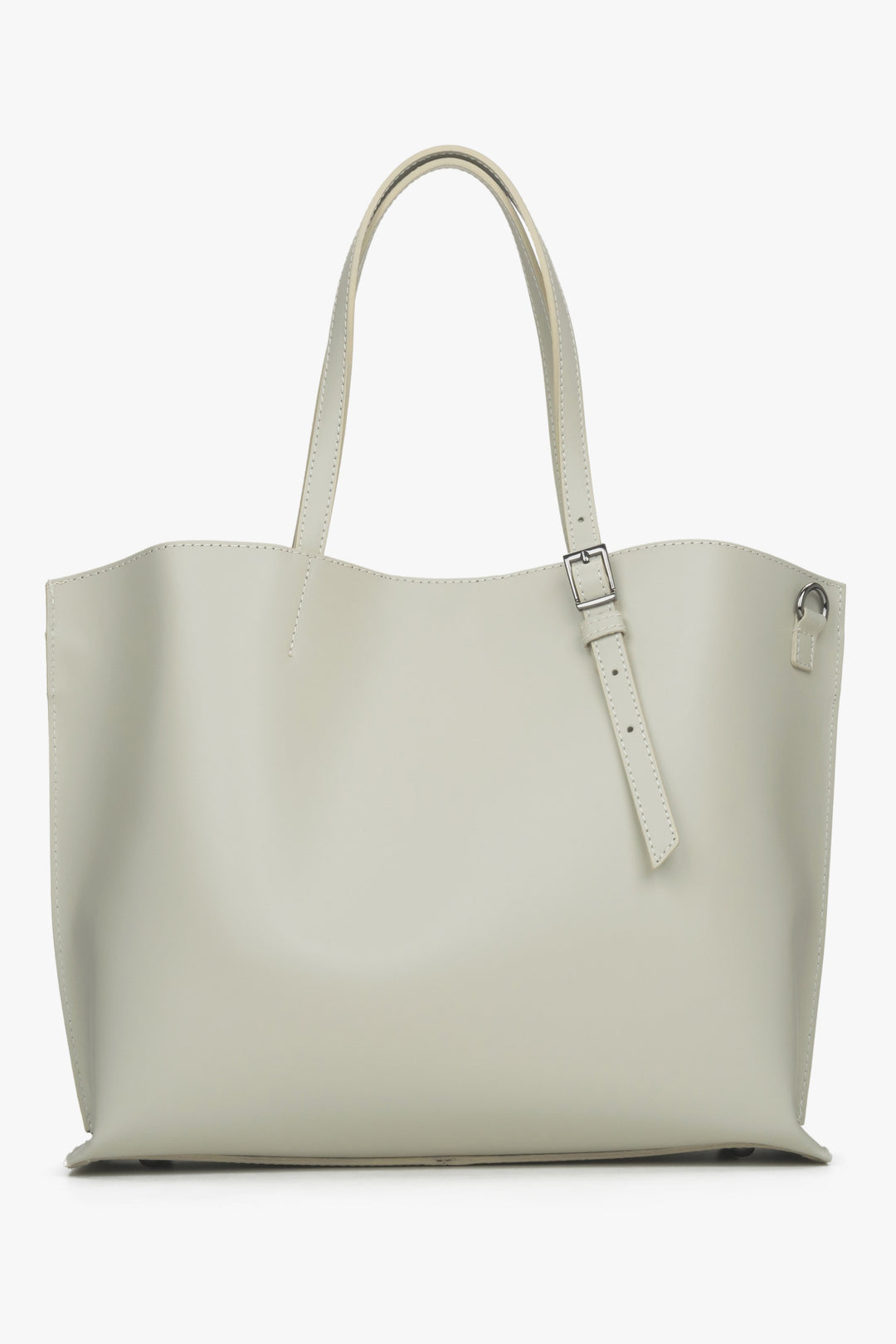 Light beige leather shopper bag Estro.