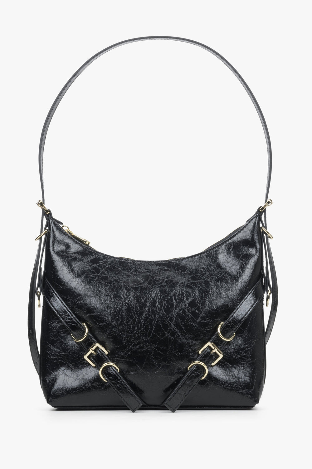 Women's Black Shoulder Bag made of Patent Leather Estro ER00114432.