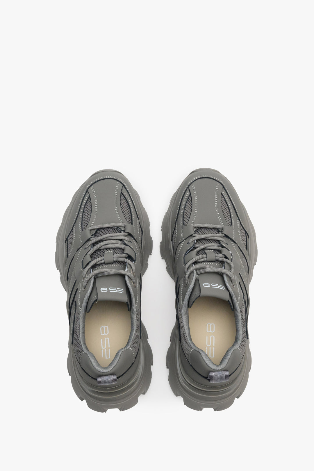 Women's grey sneakers ES 8 - top view presentation of the footwear.