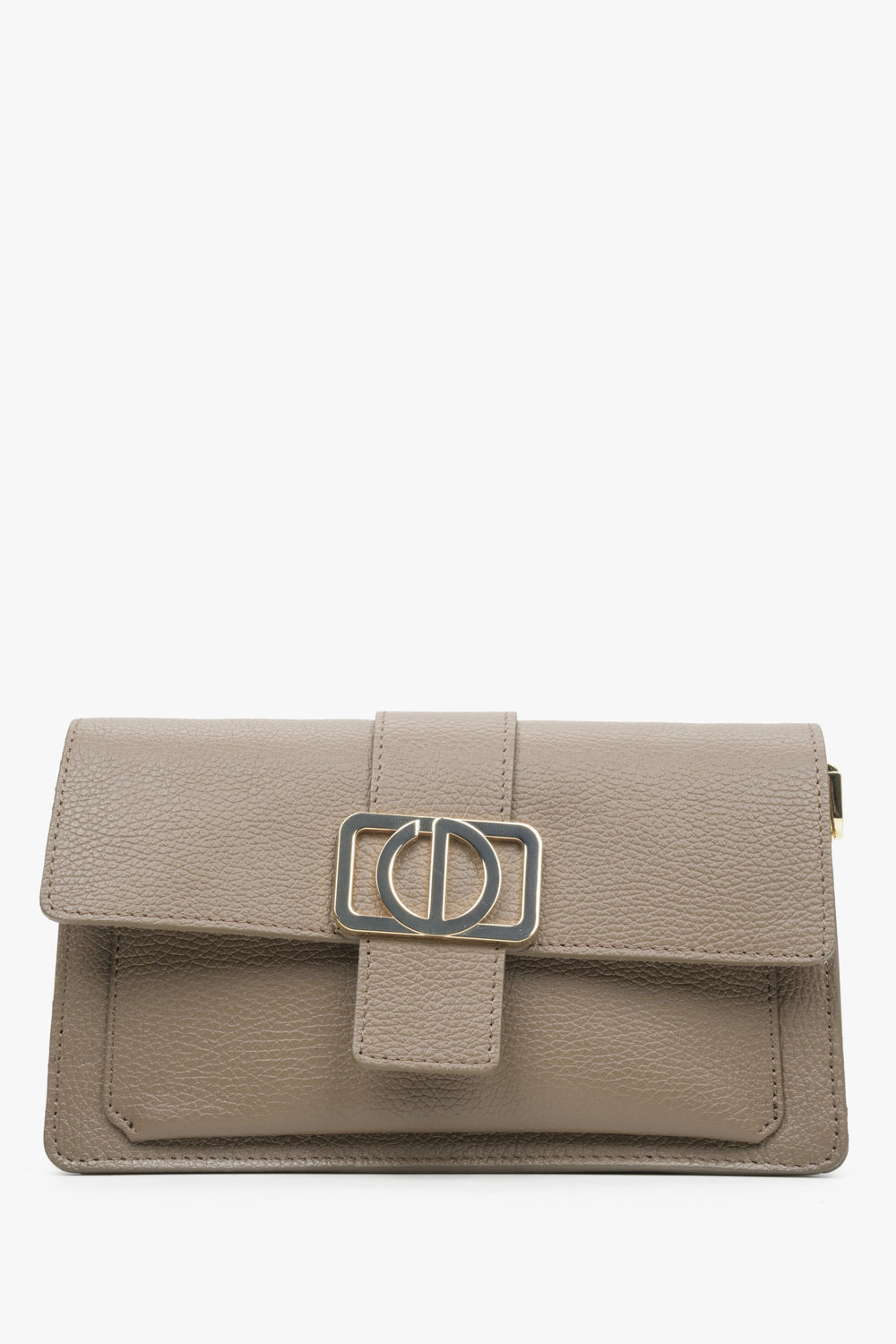 Women's Brown Shoulder Bag with Gold Hardware made of Genuine Leather Estro ER00113699.