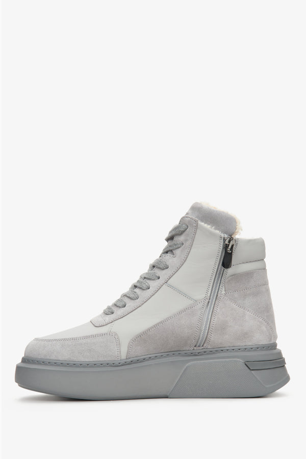 Women's grey high top sneakers by ES 8 - shoe profile.