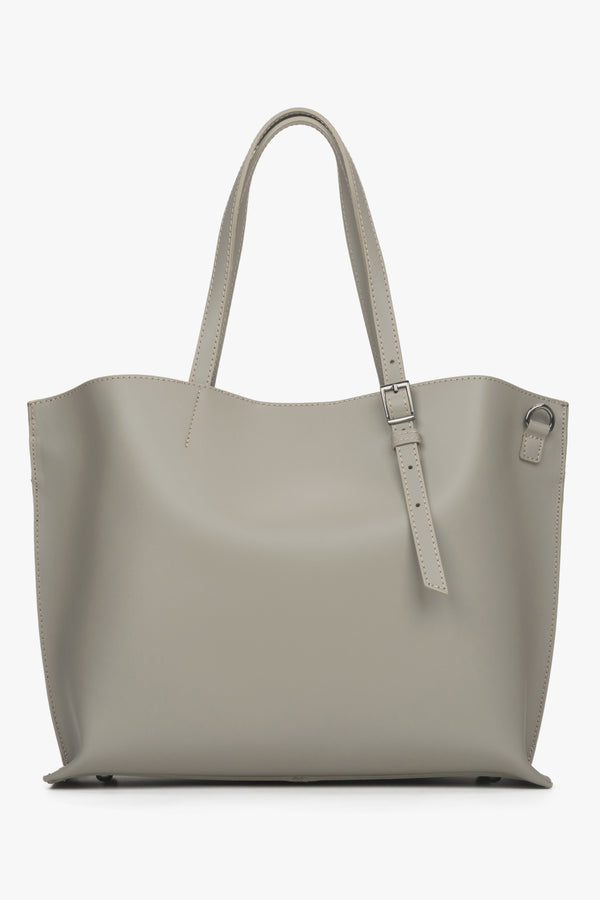 Beige leather shopper bag Estro.