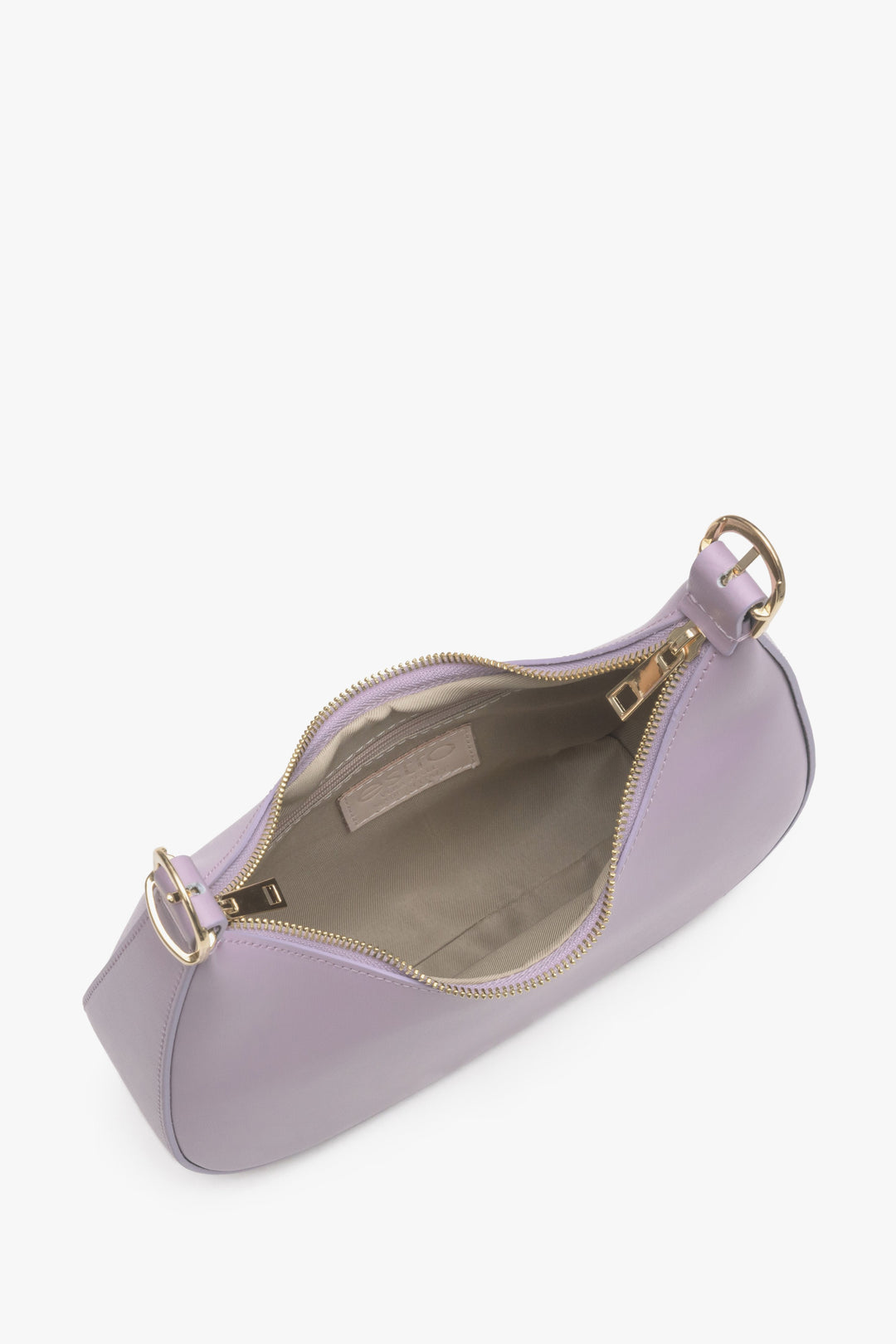 Women's purple Estro handbag - close-up on the interior.