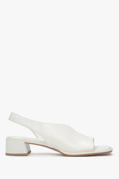 Women's White Low Heel Sandals made of Genuine LeatherEstro ER00116929.