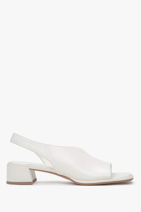 Women's White Low Heel Sandals made of Genuine LeatherEstro ER00116929.