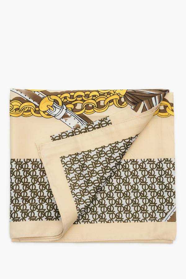 Women's Beige Neckerchief with Brown Pattern Estro ER00113480.