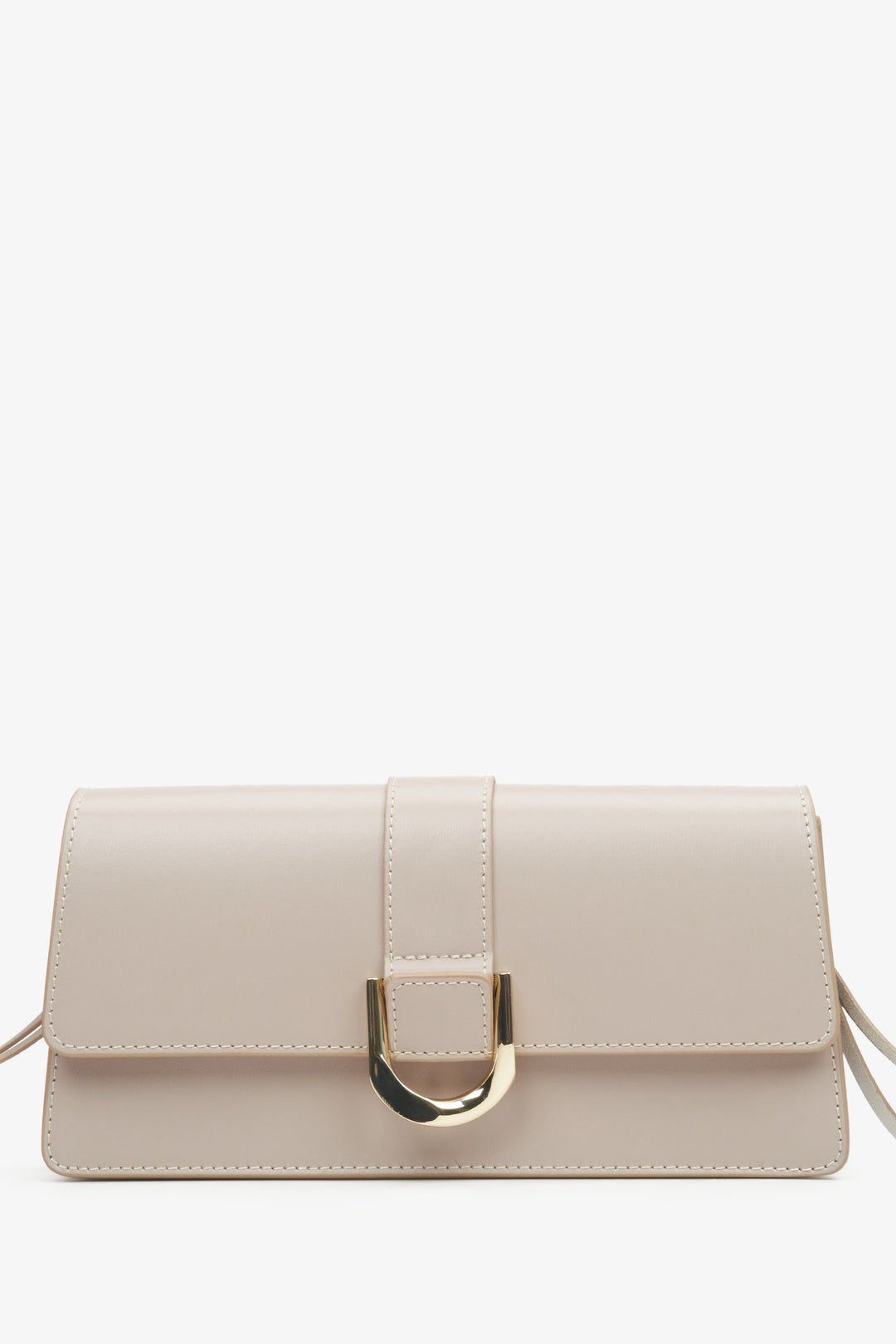 Women's Beige Leather Handbag with Golden Accents Estro ER00114773