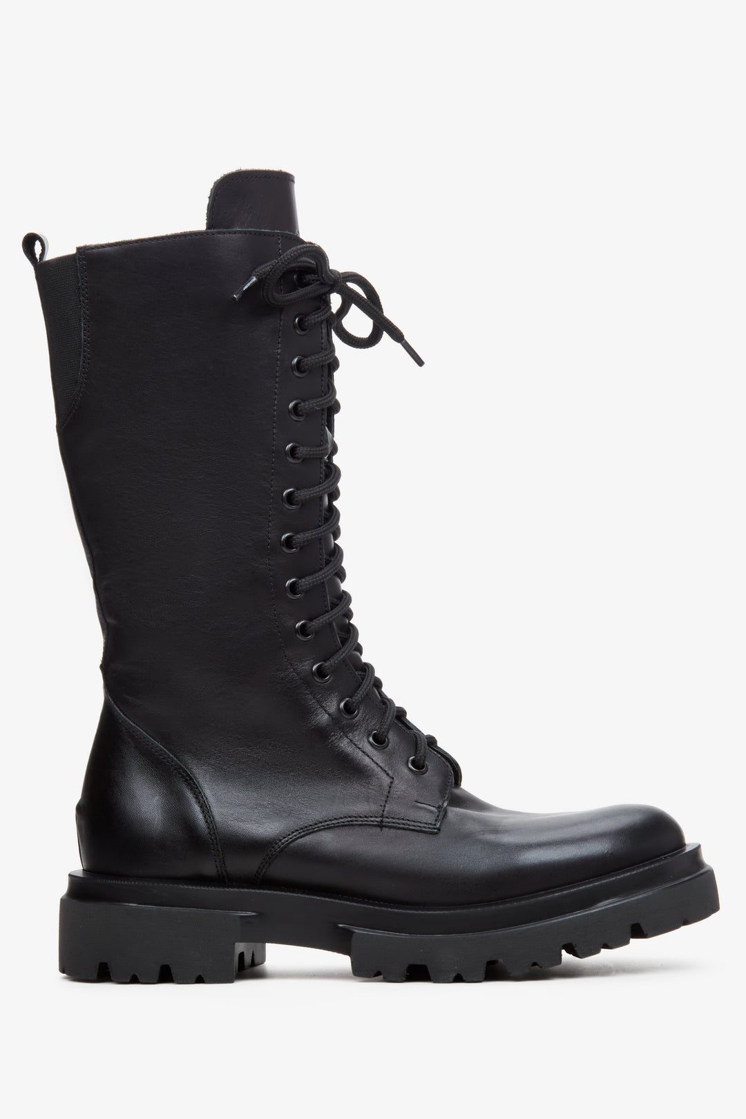 Women's black ankle boots made of genuine  leather by Estro - shoe profile.