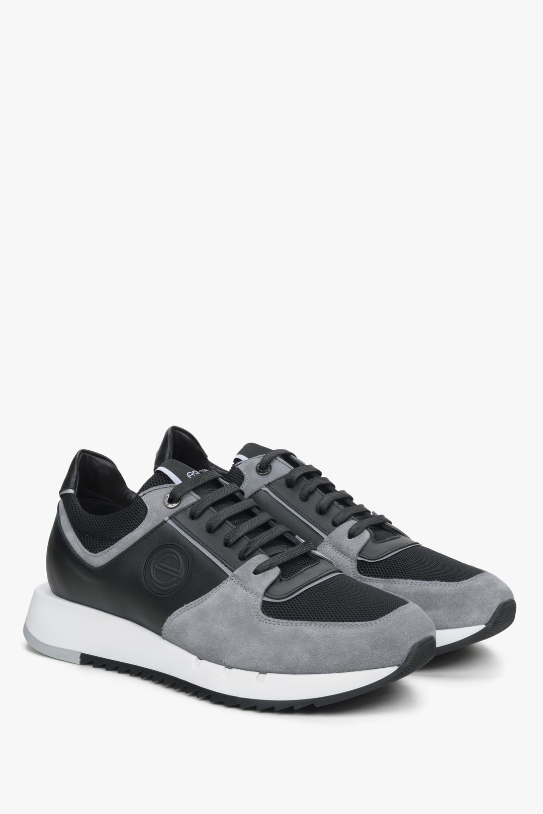 Men's black and grey velour sneakers by Estro.