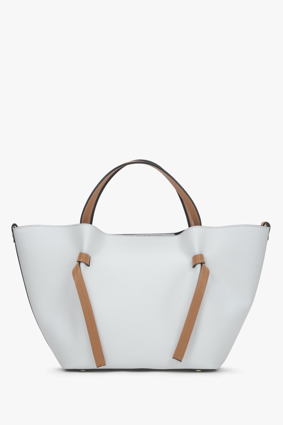 Women's White Shopper Bag made of Premium Italian Genuine Leather Estro ER00117435.