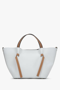Women's White Shopper Bag made of Premium Italian Genuine Leather Estro ER00117435.