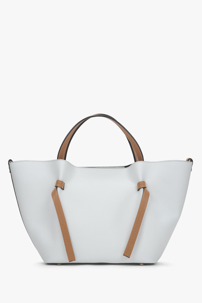 Women's White Shopper Bag made of Premium Italian Genuine Leather Estro ER00117435.