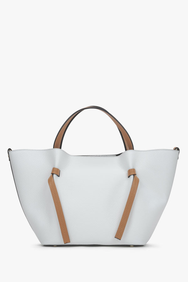Women's White Shopper Bag made of Premium Italian Genuine Leather Estro ER00117435.