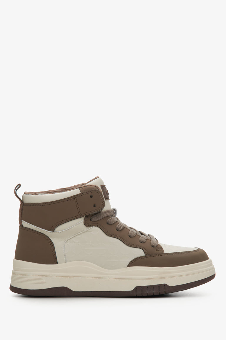 Women's Beige & Brown High-top Sneakers made of Leather Estro ER00114190.