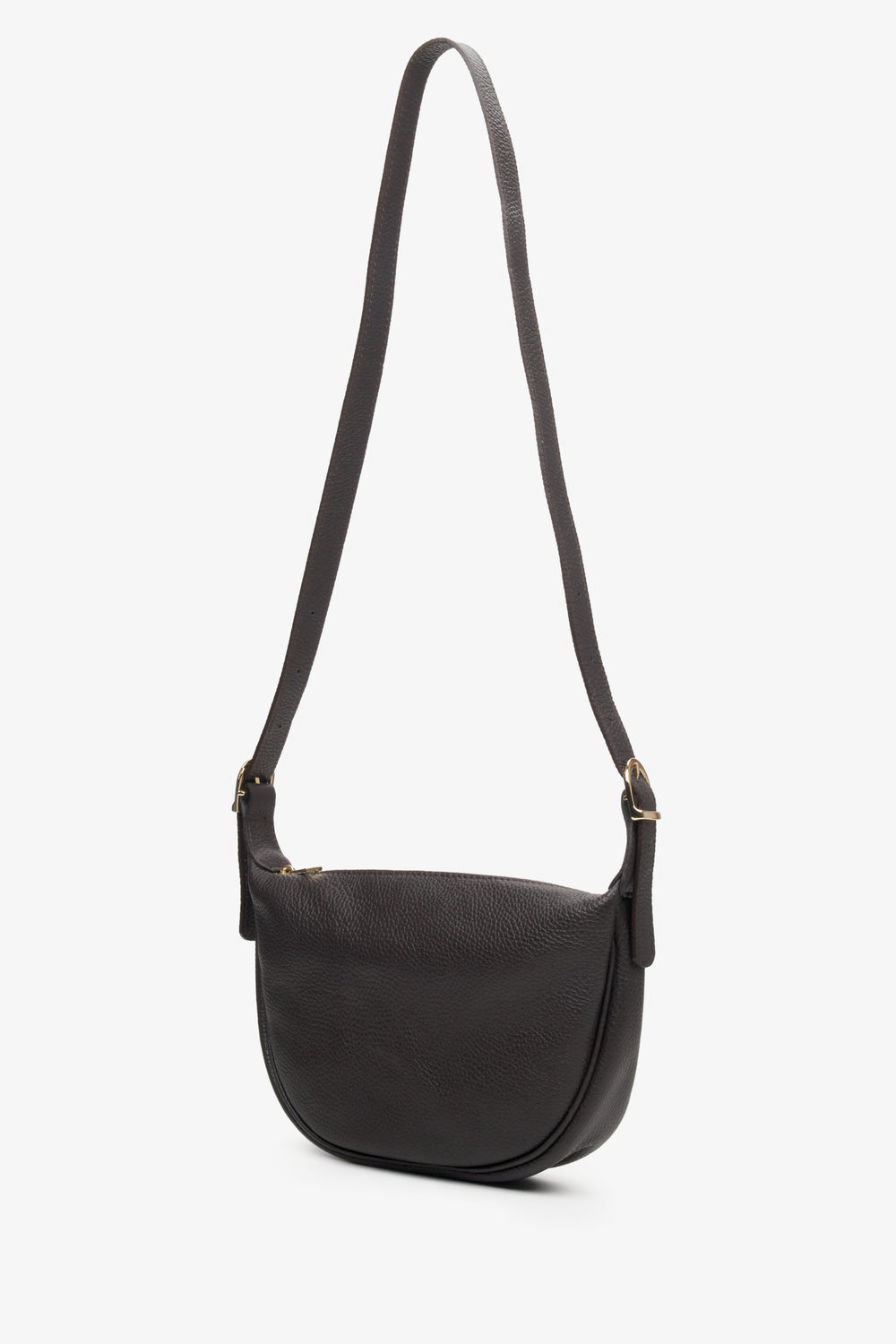 Women's Dark Brown Small Shoulder Bag made of Genuine Leather Estro ER00113703.