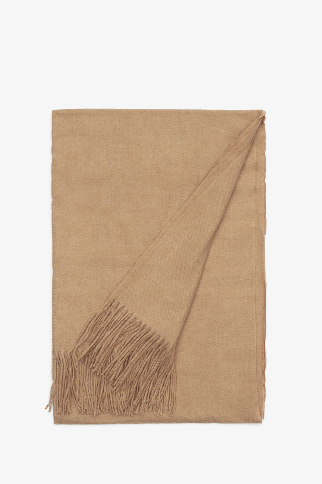 Stylish women's scarf with fringes in beige by Estro.