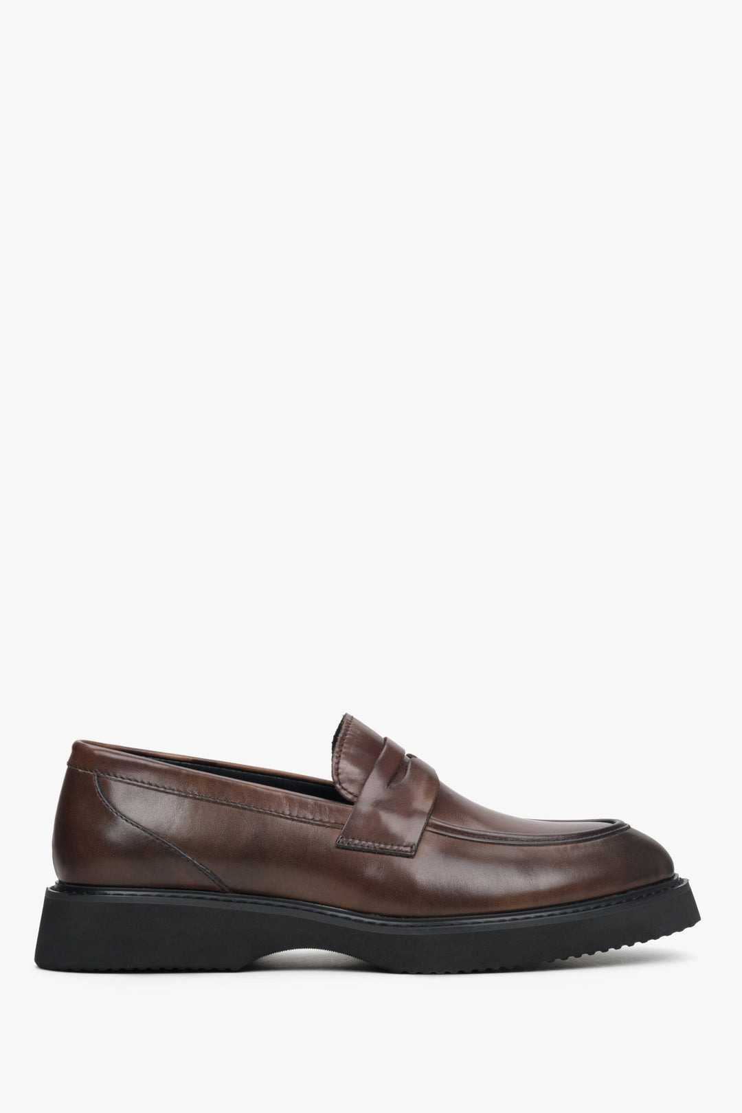 Men's Dark Brown Loafers made of Genuine Leather Estro ER00113937.