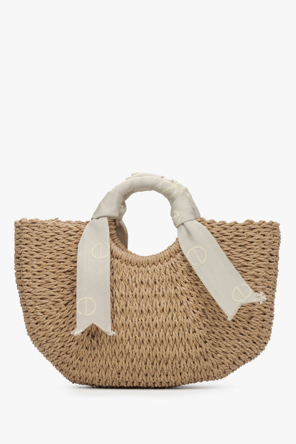 Straw Basket Bag with Light Beige Decorative Handle Estro ER00115480.