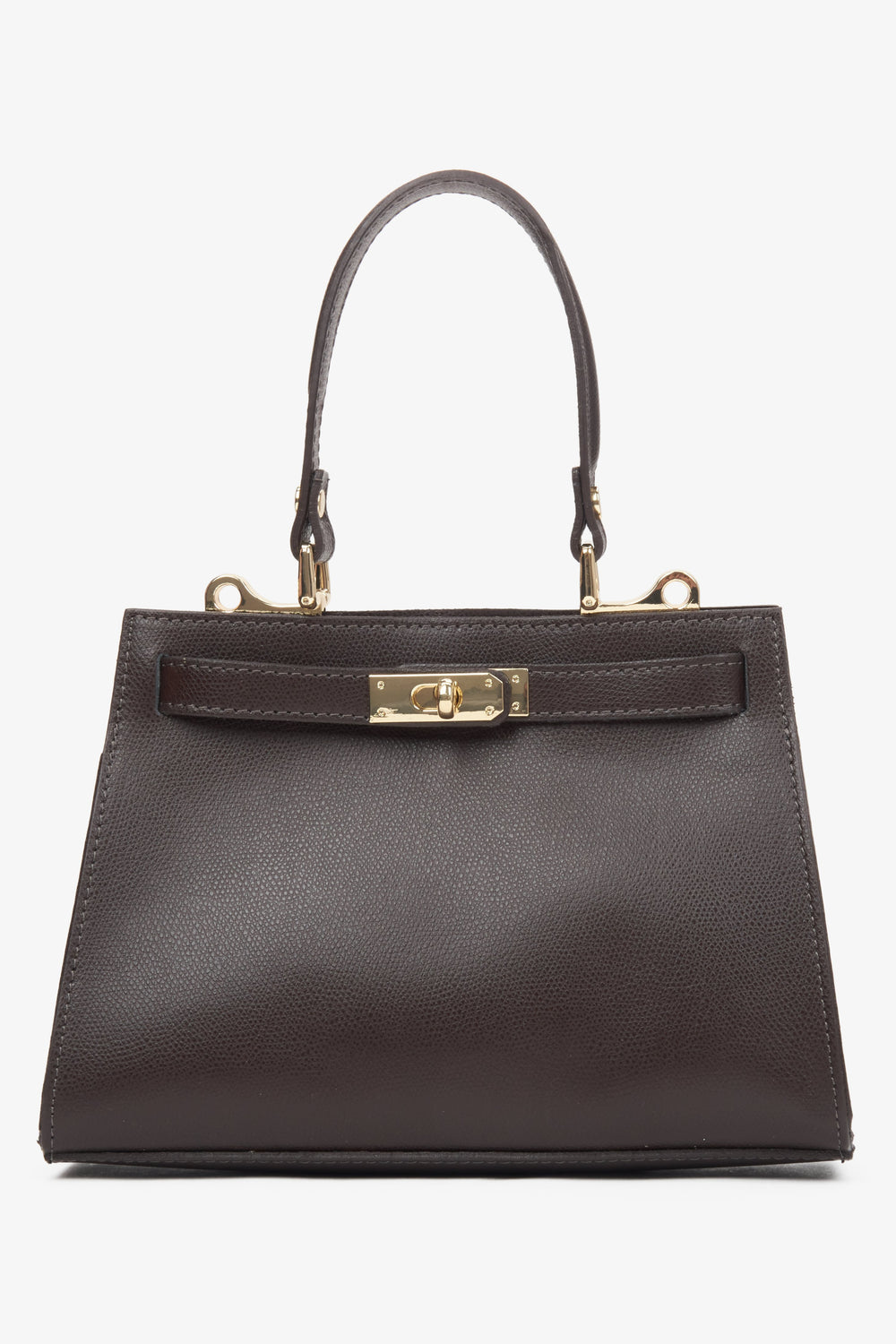 Women's Dark Brown Satchel Handbag made of Premium Italian Genuine Leather Estro ER00116366.