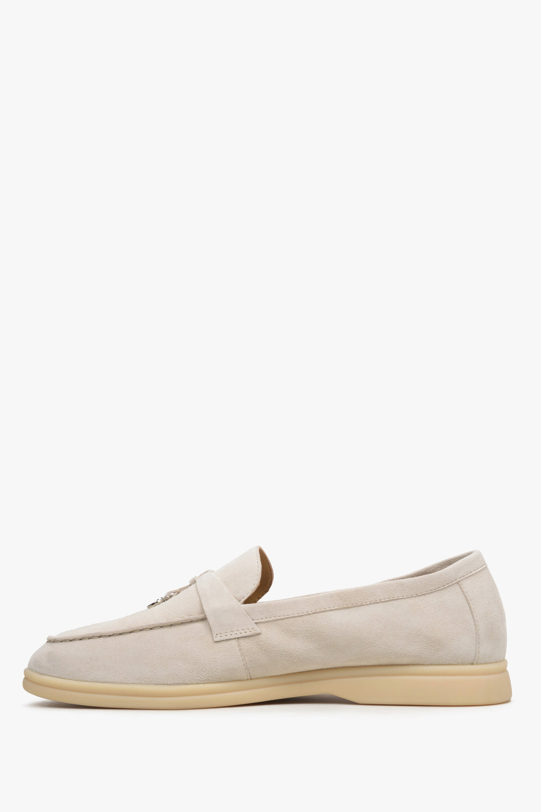 Estro cream beige velour loafers - shoe sideline.
