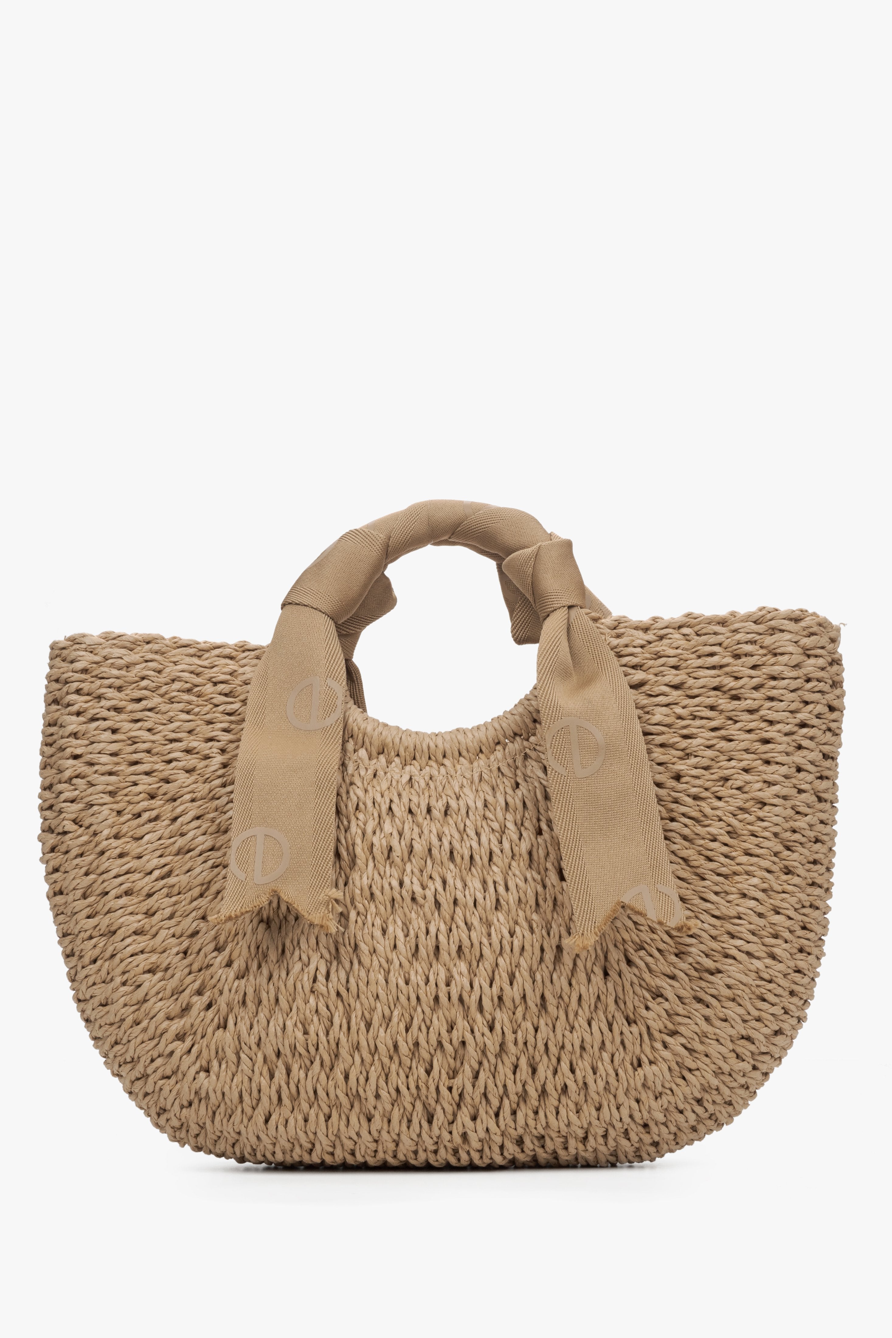 Straw Basket Bag with Beige Decorative Handle Estro ER00115479.