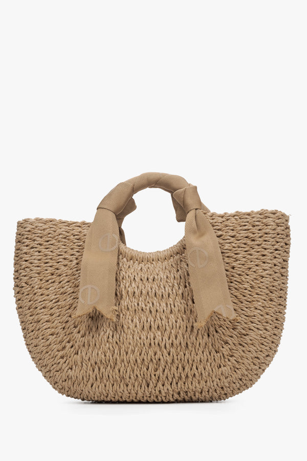 Straw Basket Bag with Beige Decorative Handle Estro ER00115479.