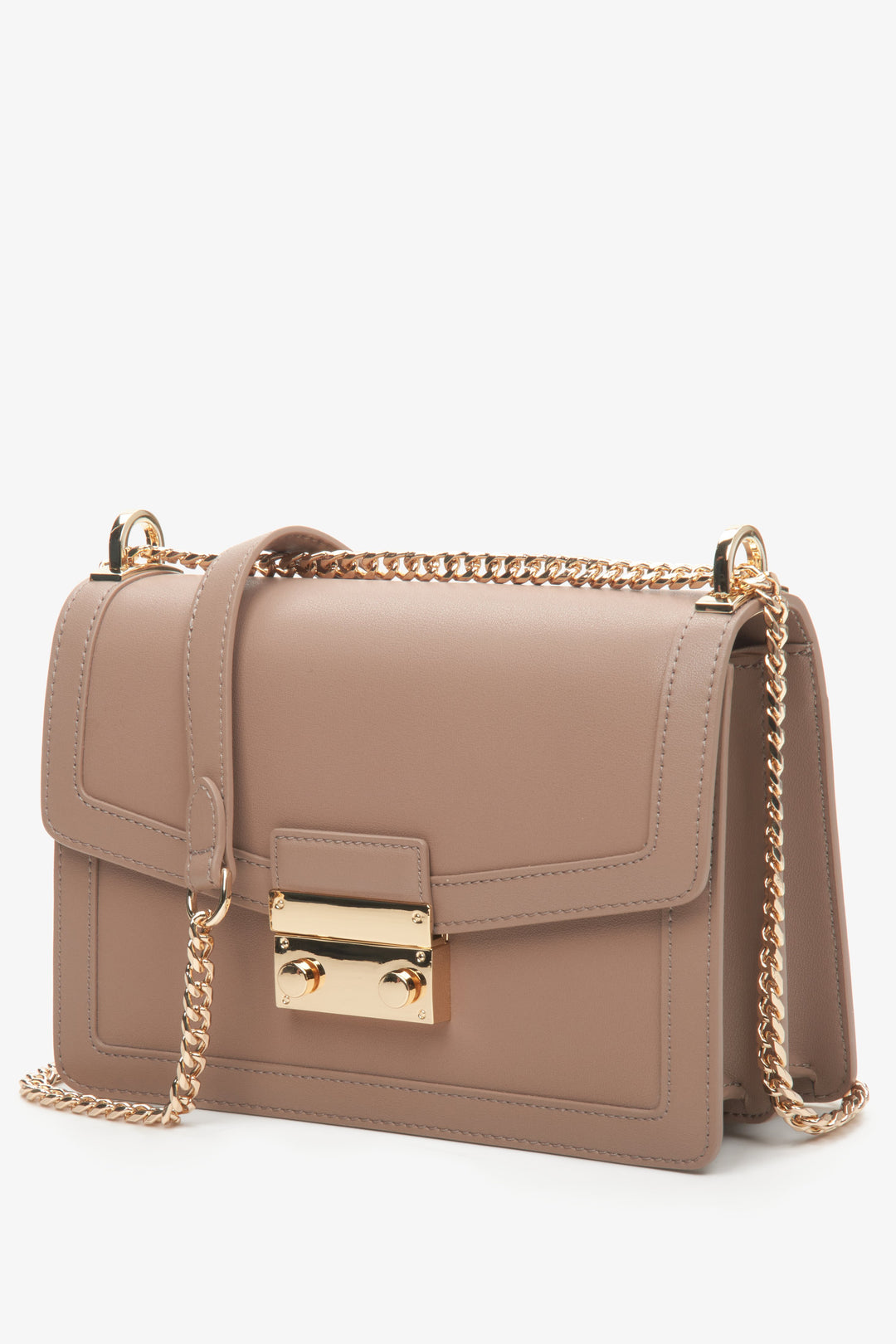 Women's Small Light Brown Chain Leather Handbag Estro ER00113893.