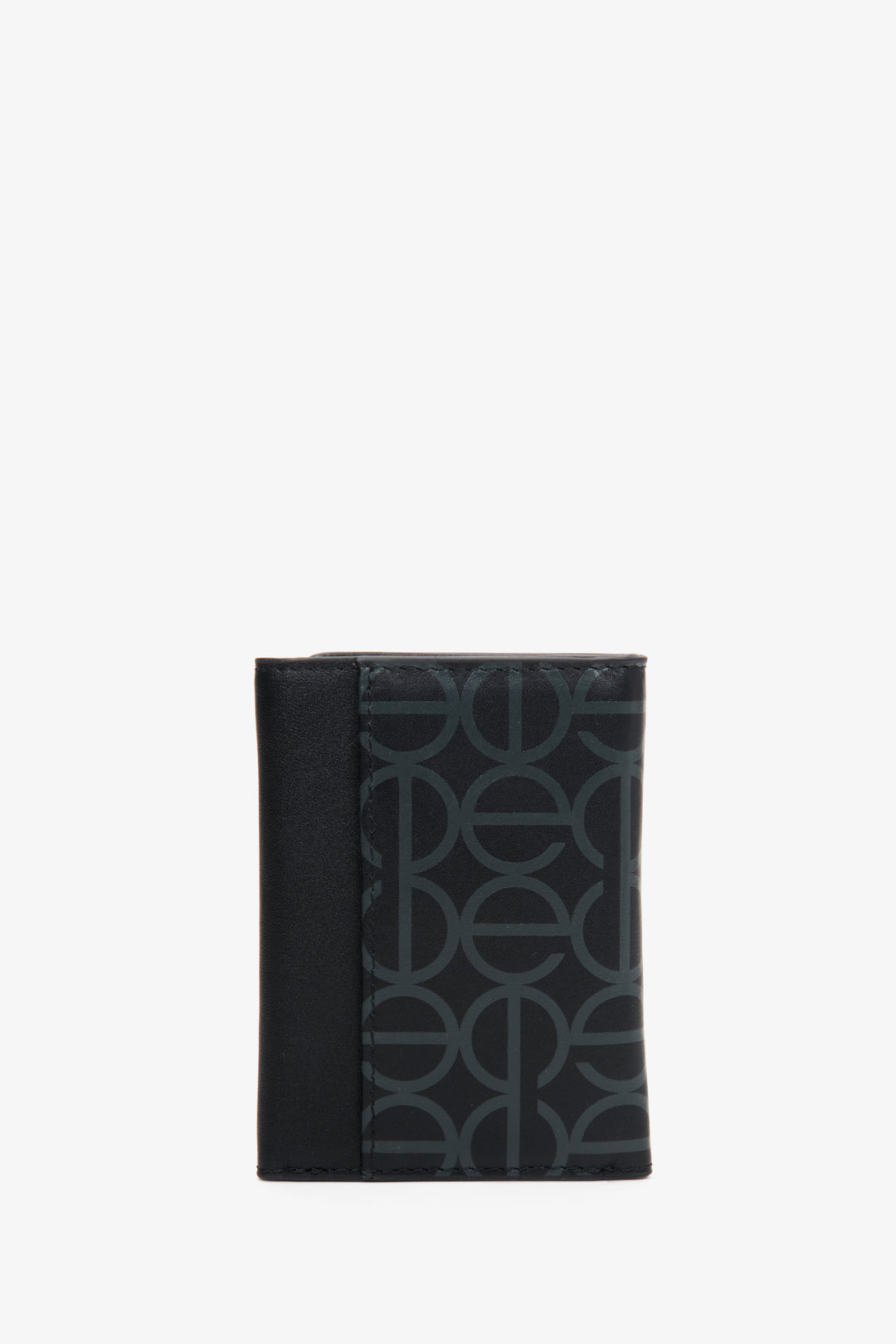 Women's black wallet by Estro with silver accents - reverse side.